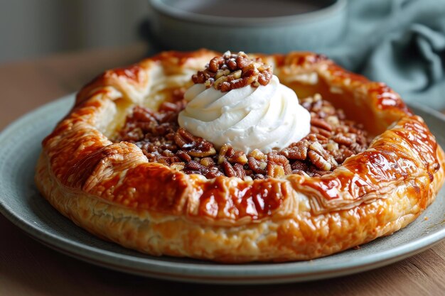 Golden Pecan Danish mit Schlagsahne