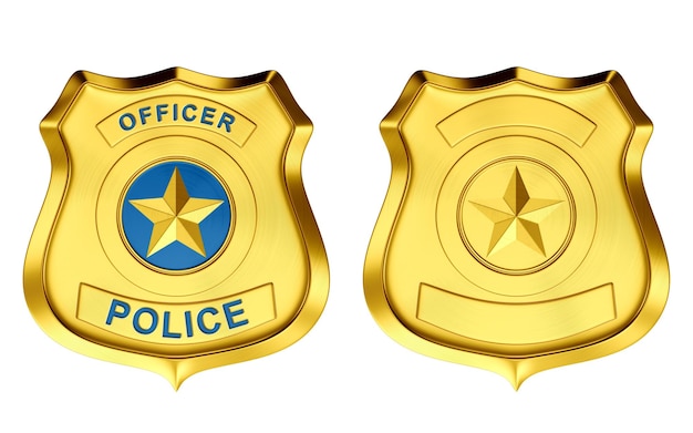 Foto golden police token una placa de policía detective y policía icono único símbolo stock ilustración