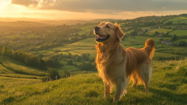 El golden retriever al atardecer