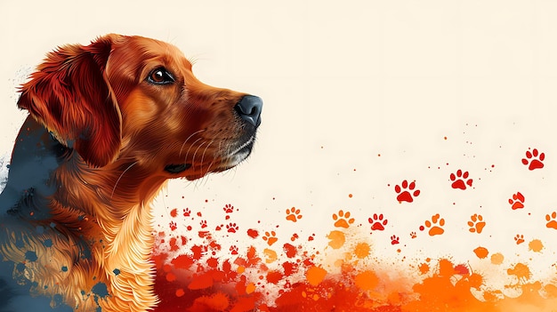 Golden Retriever, cachorro-bombardeiro escocês, em uma encantadora ilustração