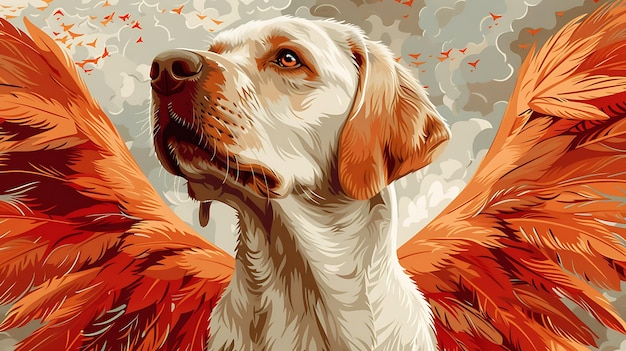 Golden Retriever, cachorro-bombardeiro escocês, em uma encantadora ilustração