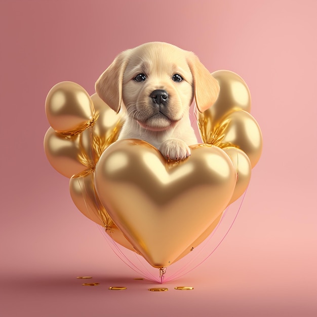 golden retriever con corazón