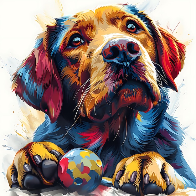 Golden Retriever, ein schottischer Gewehrhund, in einer reizvollen Illustration