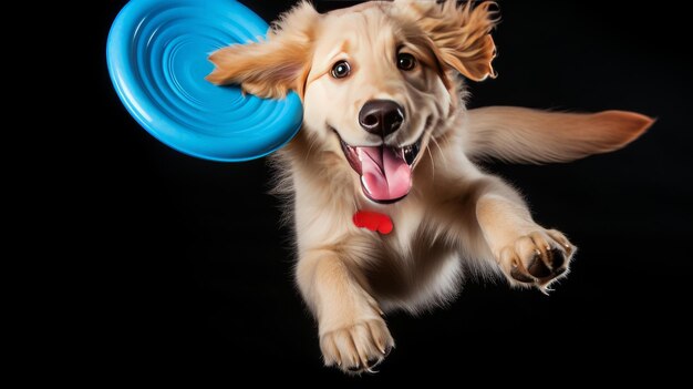 El golden retriever emocionado recogiendo la pelota