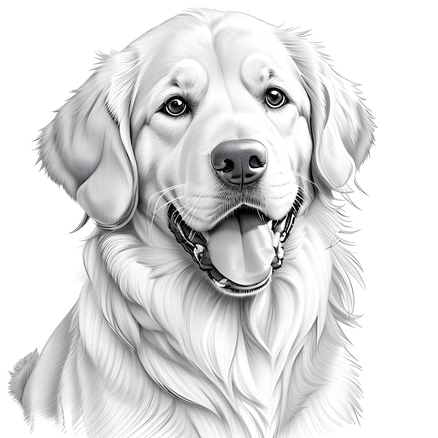 Foto golden retriever esbozo de retrato clipart