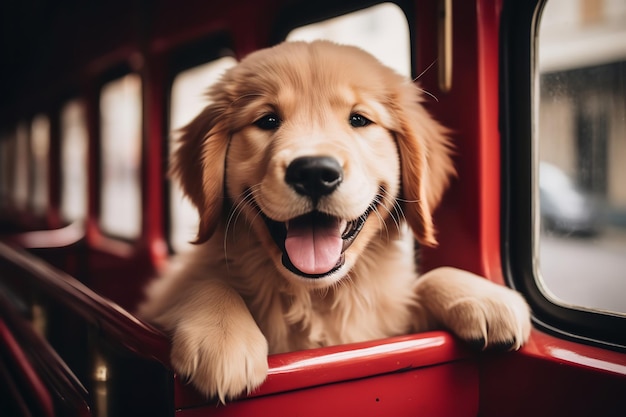 Golden Retriever genießt eine Autofahrt