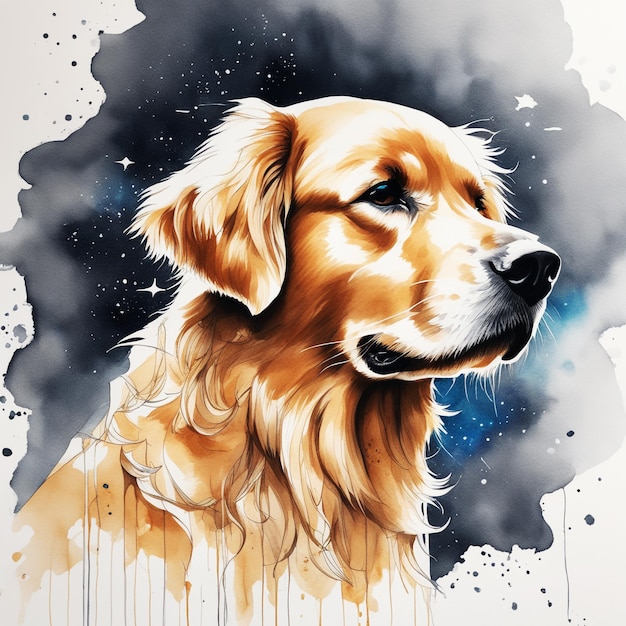 Golden Retriever-Hundeportrait-Illustration