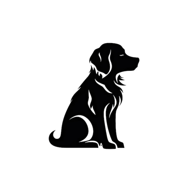 Foto golden retriever icon cão silhueta negra cachorro pictograma animais de estimação contorno símbolo de golden restriever isolado em fundo branco ilustração gerativa de ia