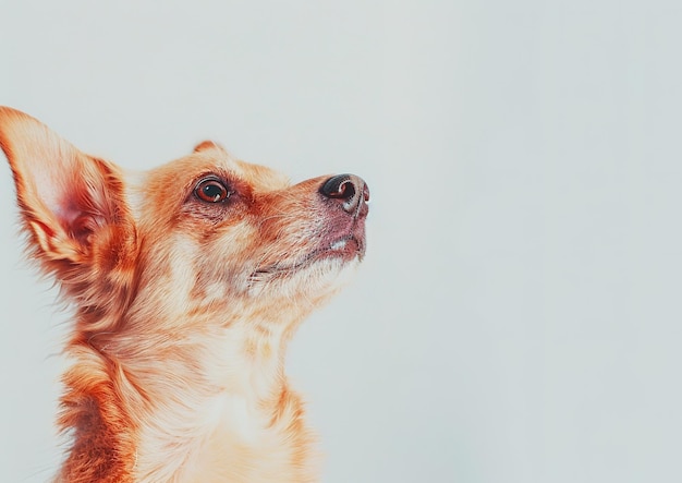 Golden Retriever olha para cima capturando a essência de uma devoção de cães e maravilha retrato em close-up