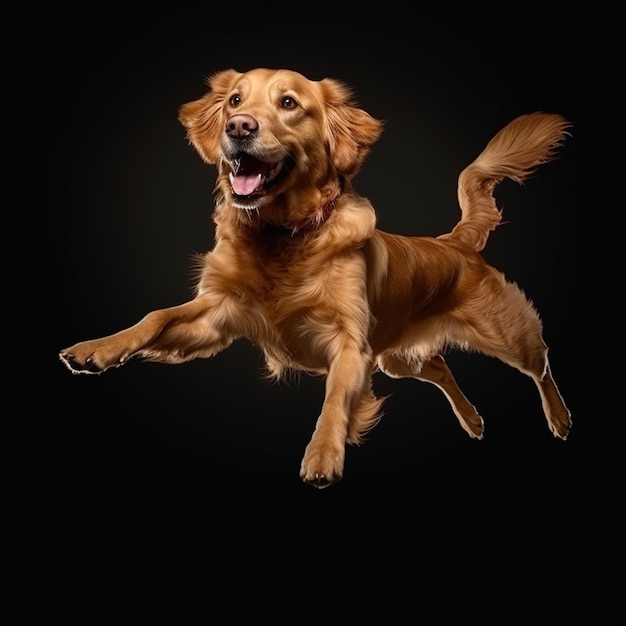 Golden Retriever saltando en el aire