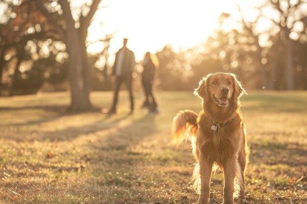 Golden Retriever und Mann auf dem Feld