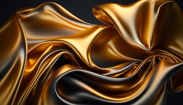 Golden Silk Wallpaper Generative aiDetaillierte, glänzende, abstrakte, flüssige Seide