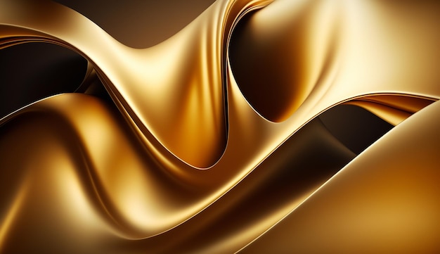 Golden Silk Waves abstrakter Hintergrund AI generiert