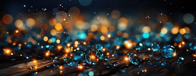 Golden Sparkles und Blue Glitter Bokeh abstrakter Hintergrund