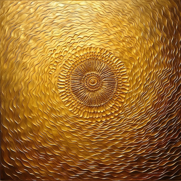 Golden Spiral Futuristische organische Impasto-Texturmalerei auf Kupfer