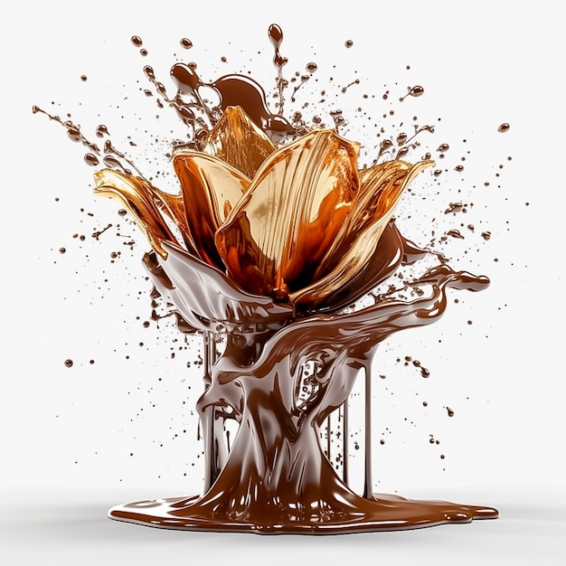 Golden Splashing with Cream and Coffee Art Concept AI generado