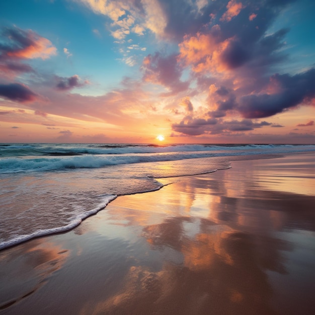 Golden Sunrise es una playa prístina con arte generado por Ai en oro fino