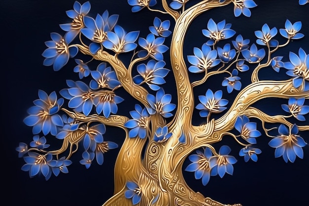 Golden Tree Wallpaper Art Ai generativo