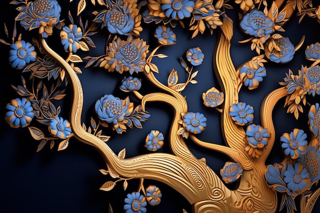 Golden Tree Walpaper Art Ai generativ