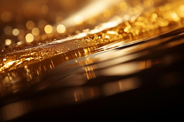 Golden Water Sunset Cinema4D Style Sparklecore Zarte Golddetails und Glasfragmente