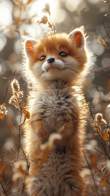 Golden Whiskers Eine majestätische Katze inmitten der Herbstblüte