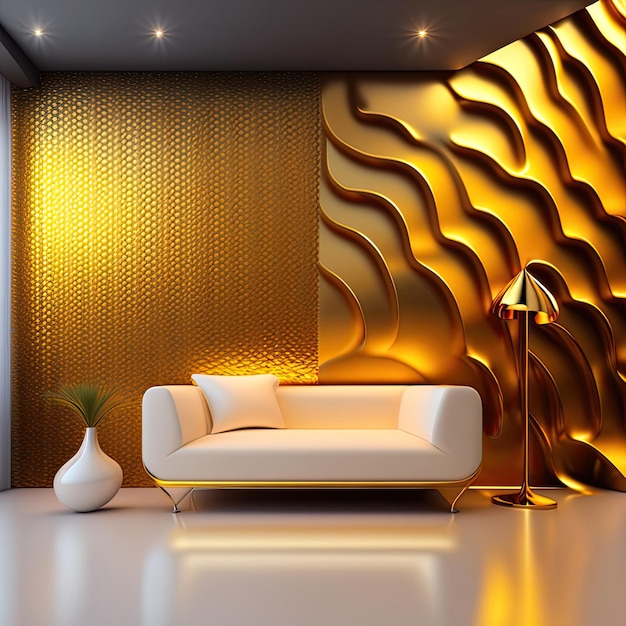 Goldene 3D-Wand