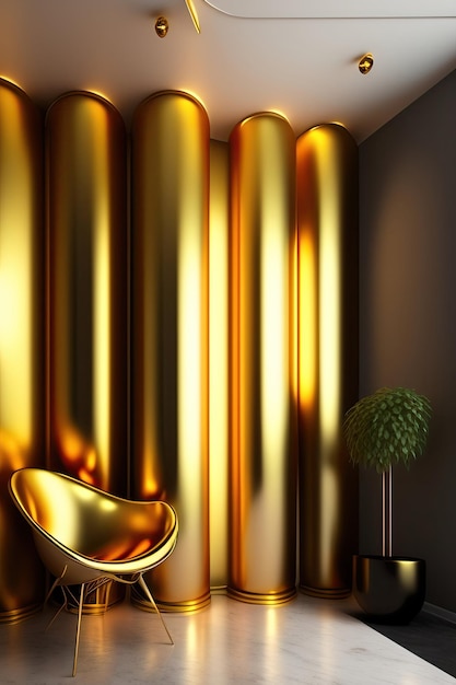 Goldene 3D-Wand