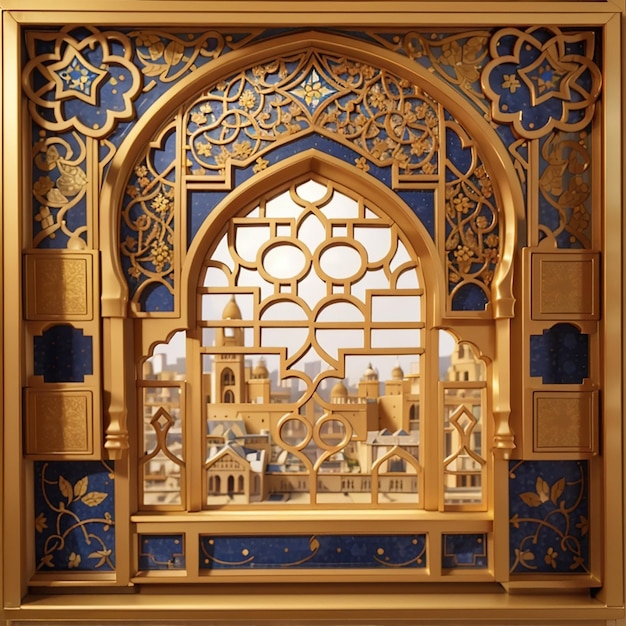 Goldene arabische Zierfenster traditionelle islamische Muster