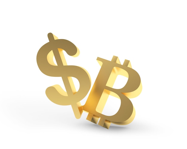 Goldene Bitcoin- und Dollarzeichen