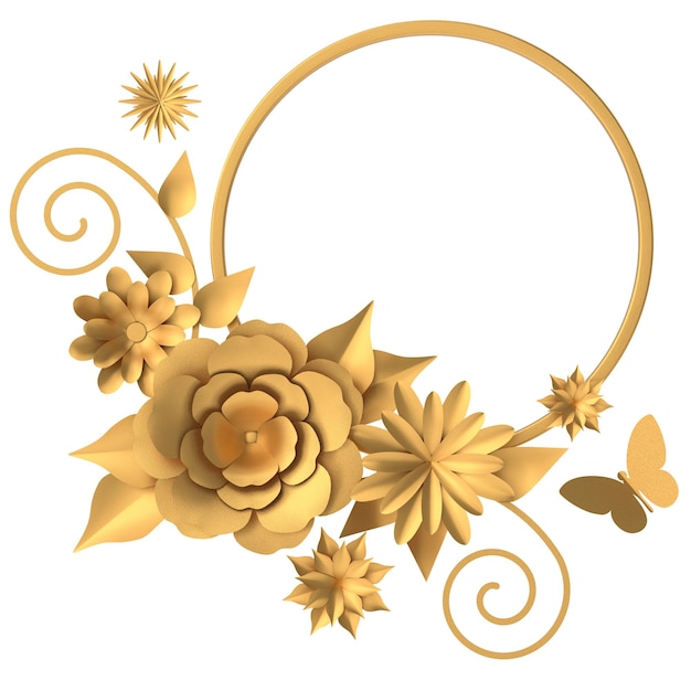 Goldene Blume 3D-Blume 3D-Darstellung