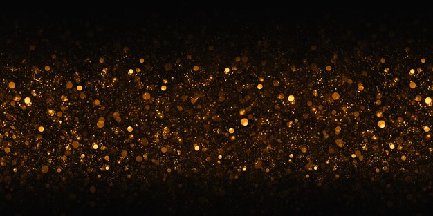 Goldene Bokeh Glitter Bokeh Effekt schwarzer Hintergrund 3d Illustration