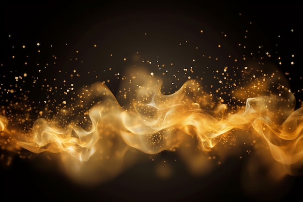 Goldene Bokeh-Partikellichter und goldener Rauch erzeugen generative KI-Effekte