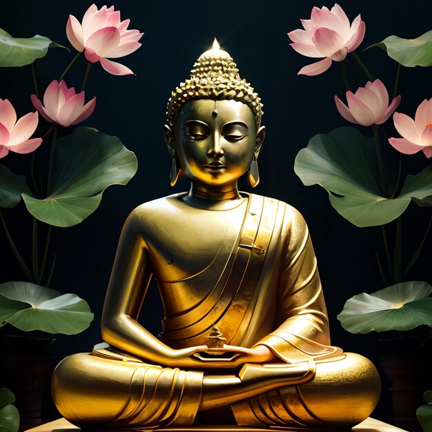 Goldene Buddha-Statue mit Lotus-Pose