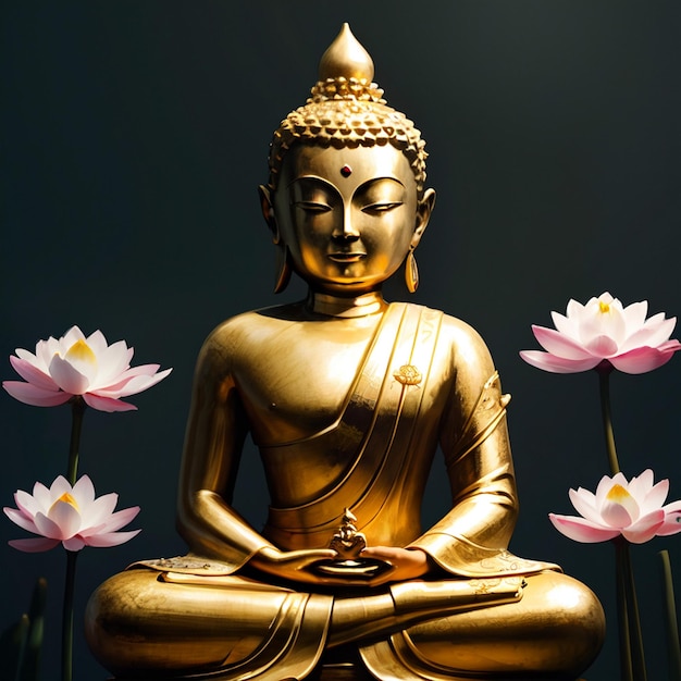 Goldene Buddha-Statue mit Lotus-Pose