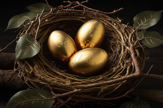 Goldene Eier im Vogelnest