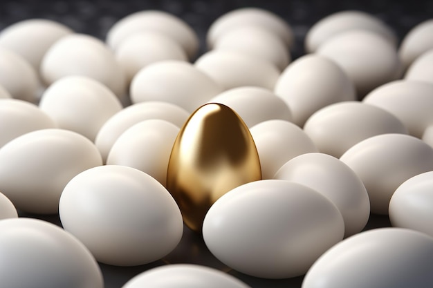 Goldene Eier unter den üblichen weißen Eiern Individualitätskonzept