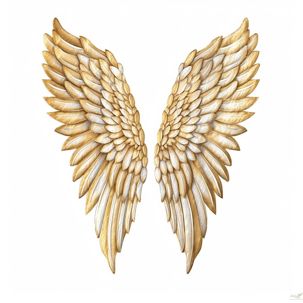 Goldene Engelsflügel auf weißem Hintergrund