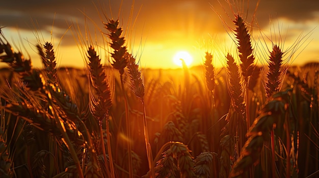 Goldene Ernte ruhiger Sonnenuntergang über dem Weizenfeld