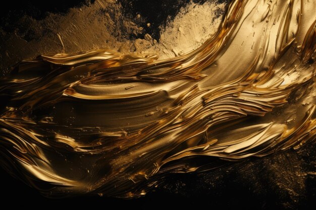 Goldene Farbstriche auf einem dunklen, strukturierten Hintergrund mit subtilem Glanz und Tiefe