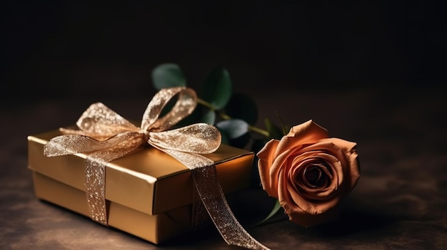 Goldene Geschenkbox mit generativer KI