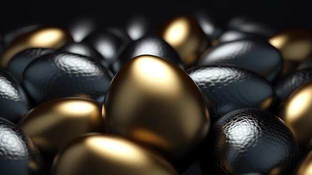 Goldene Glaskugel mit glitzernden Lichtern auf isoliertem dunklem Hintergrund. Generative KI