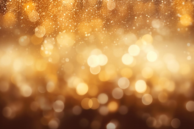 Goldene Glitter-Nachtfeierlichter Bokeh abstrakter Hintergrund glänzend verschwommen festliche Feiertagstextur