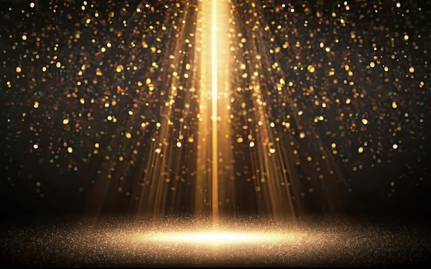 goldene Glitterlichter und Stage-Spotlicht-Effekt mit generativer KI