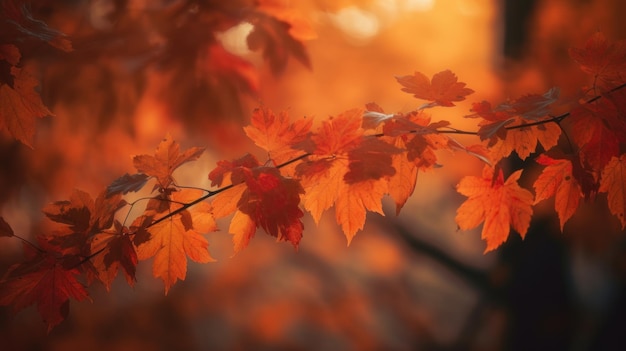 Goldene Herbstblätter fallen sanft von Ahornzweigen