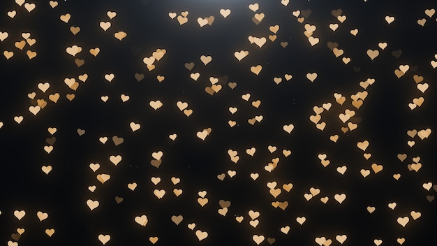 Goldene Herzen auf einem schwarzen Hintergrund