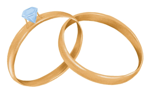 Goldene Hochzeitsringe png Aufkleber Schmuck Illustration durchsichtiger Hintergrund