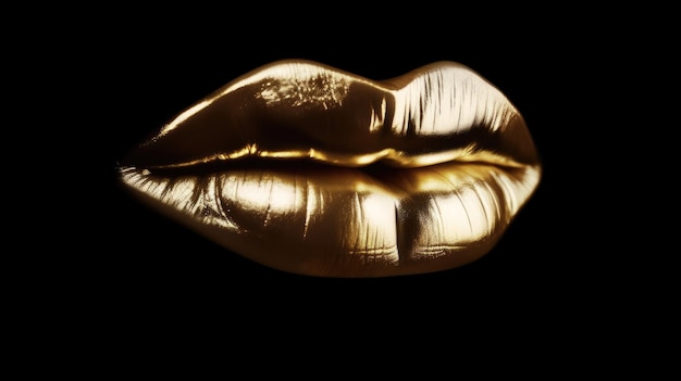 Goldene Lippen auf schwarzem Hintergrund