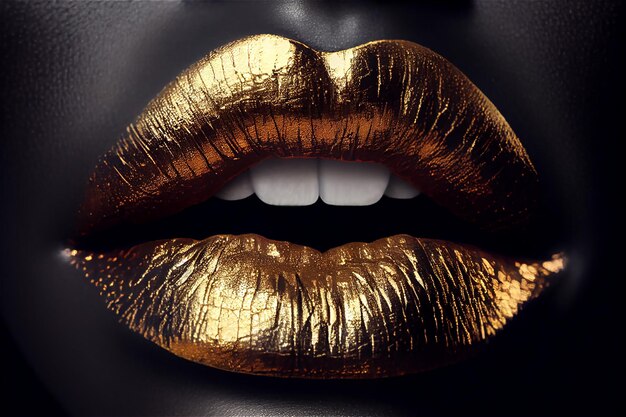 Goldene Lippen, die wie Gold aussehen