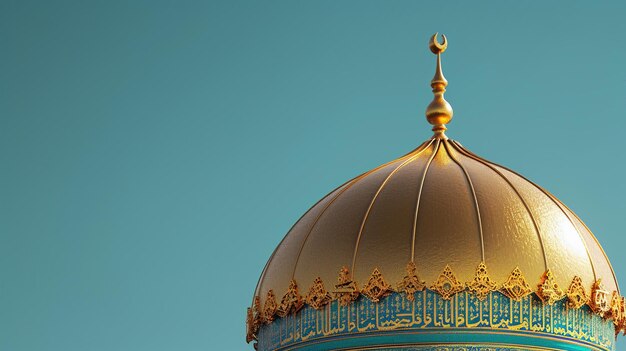 Goldene Moschee-Kuppel auf blauem Hintergrund mit Kopierplatz für den Ramadan-Gruß