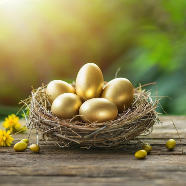 Goldene Ostereier im Nest